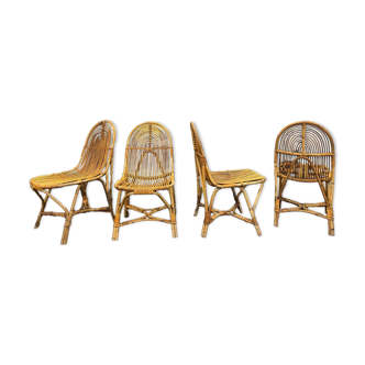 4 chaises vintage en rotin