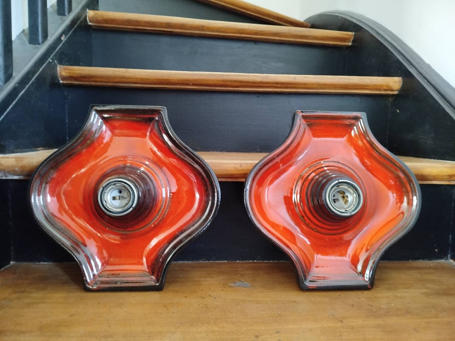 Pair of Fat Lava Ceramic Wall Lights by Hustadt Leuchten, 1970s