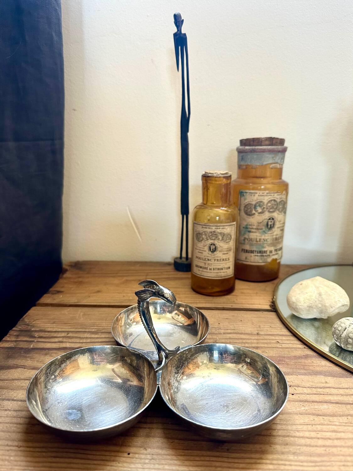 Old metal servant, silver Old metal servant, silver