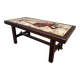 Table basse rectangulaire en bois céramique 1960s Vallauris DAN