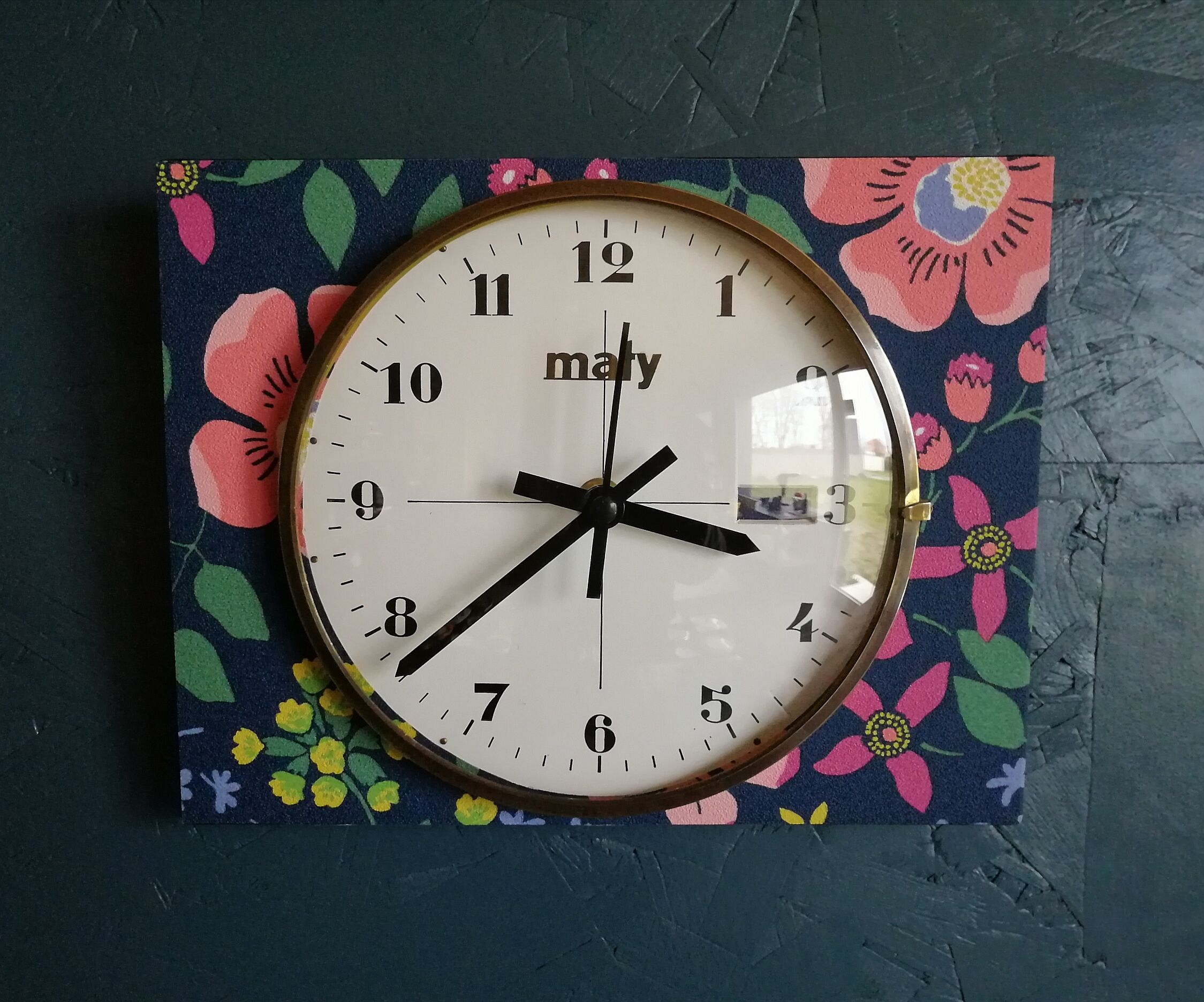 Vintage clock, "Maty Fleurs" wall clock