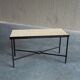 Set of 2 minimalist metal side tables with plaster-fiber tops
