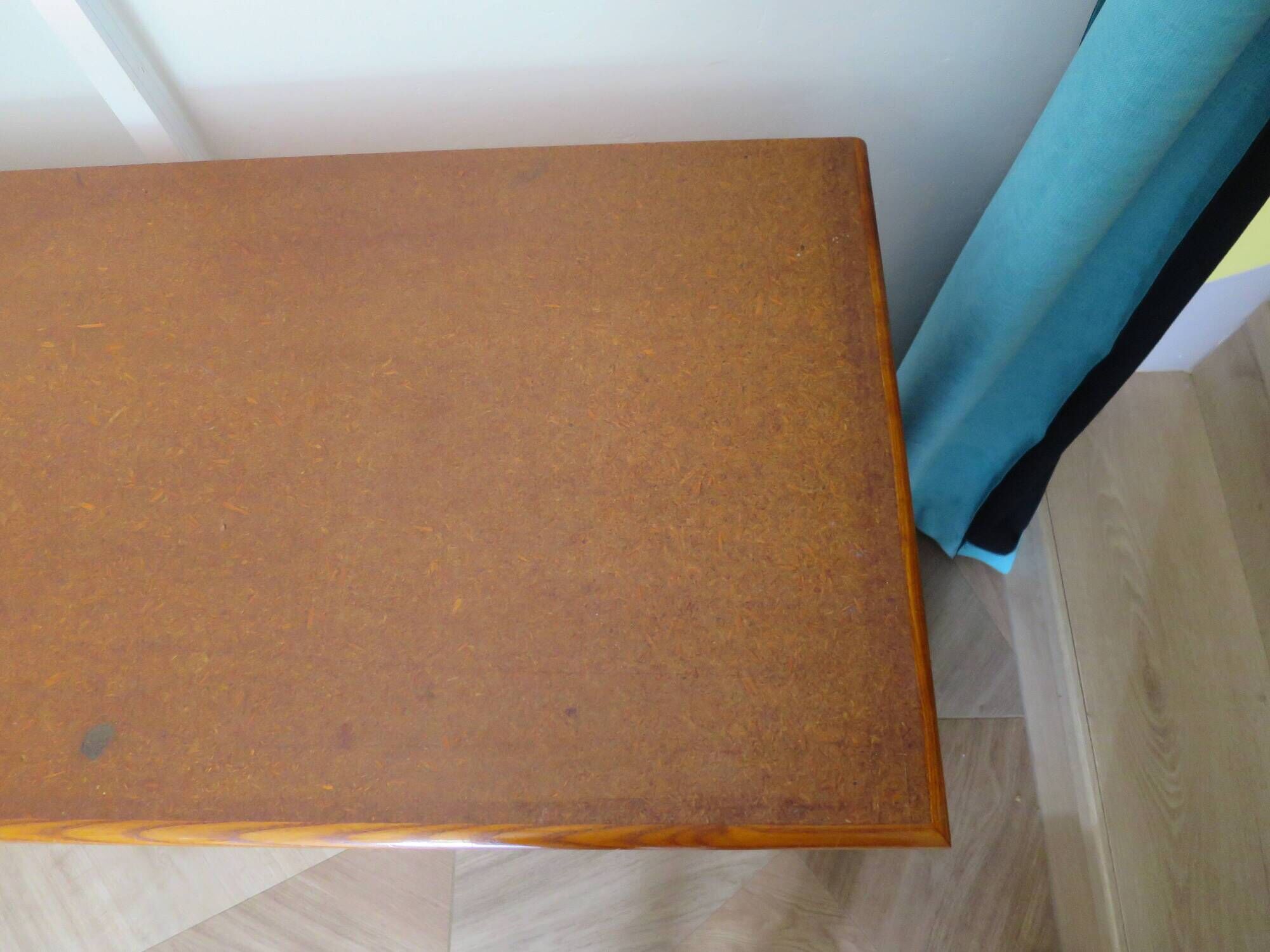 Vintage cane rattan desk with a large top and 5 drawers - 1960s/70s.