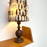 Wooden lamp with wool lampshade, 70s