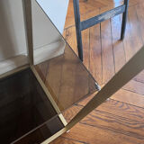 Vintage Ligne Roset Smoked Glass & Metal Shelving Unit (1980s) moo