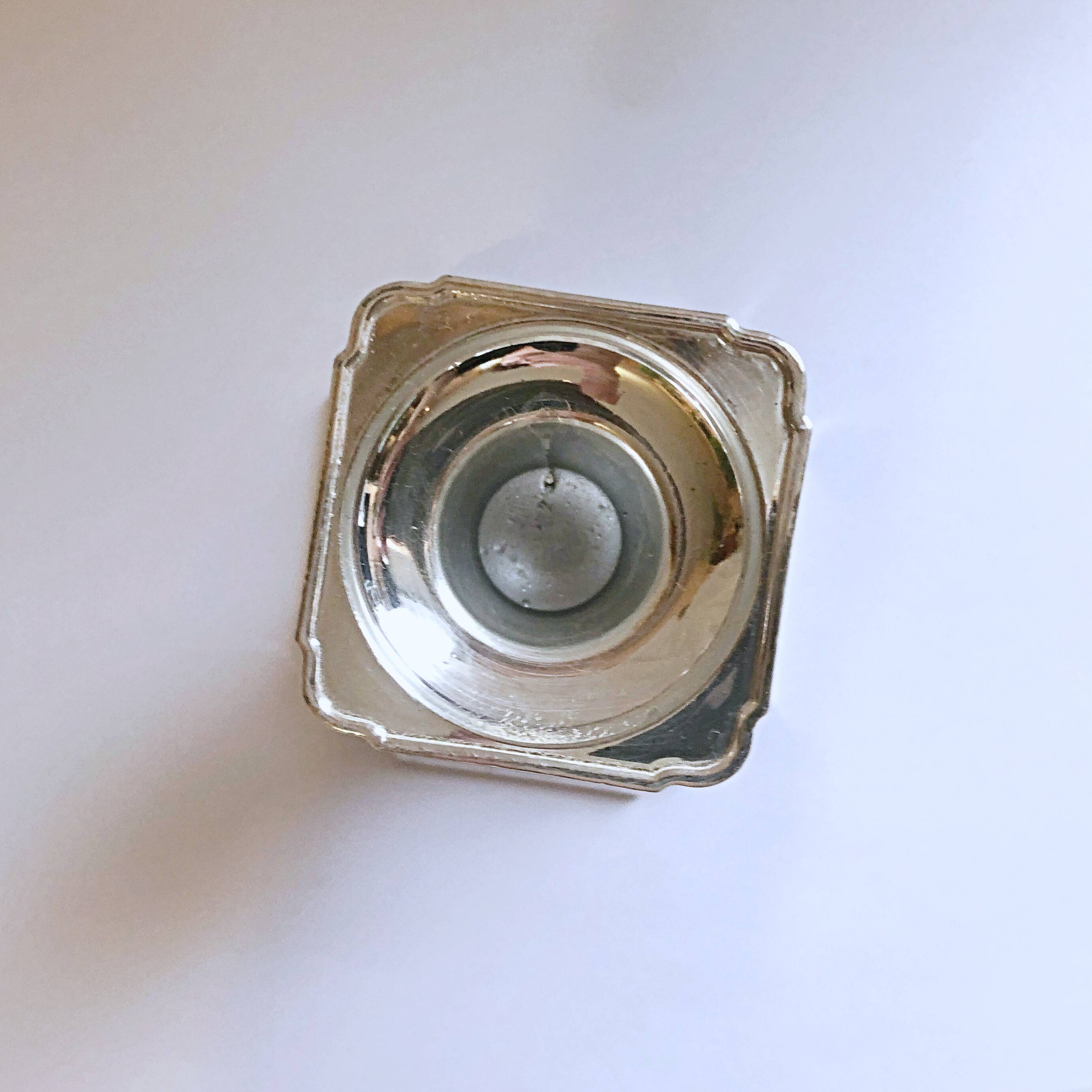 Candle holder on silver metal base Regency Style 20th West Germany