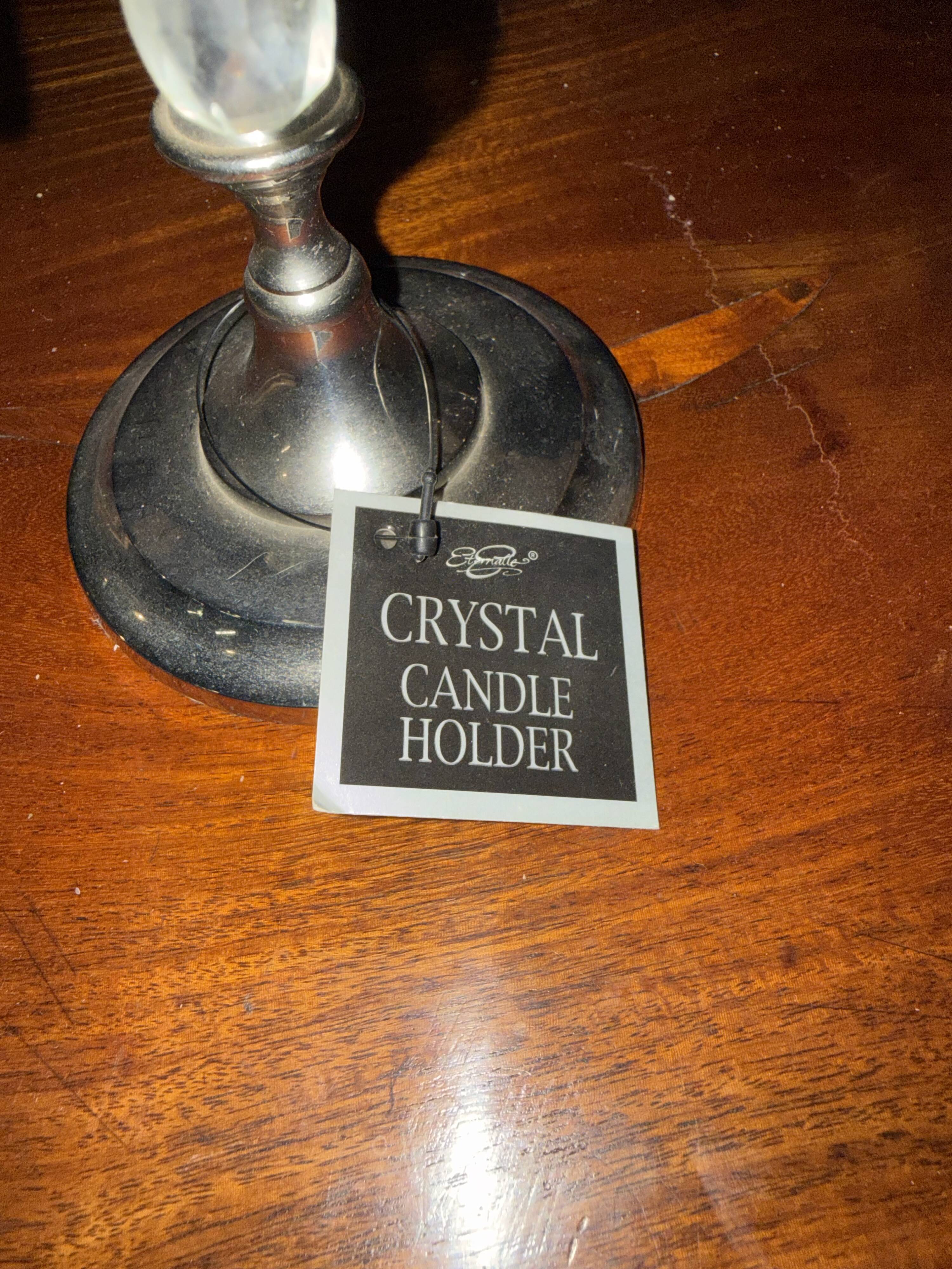 Crystal chandelier and silver-plated metal.