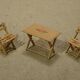 Old miniature doll table furniture and 2 folding garden furniture chairs