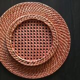 Set of 6 wicker and rattan undertributions