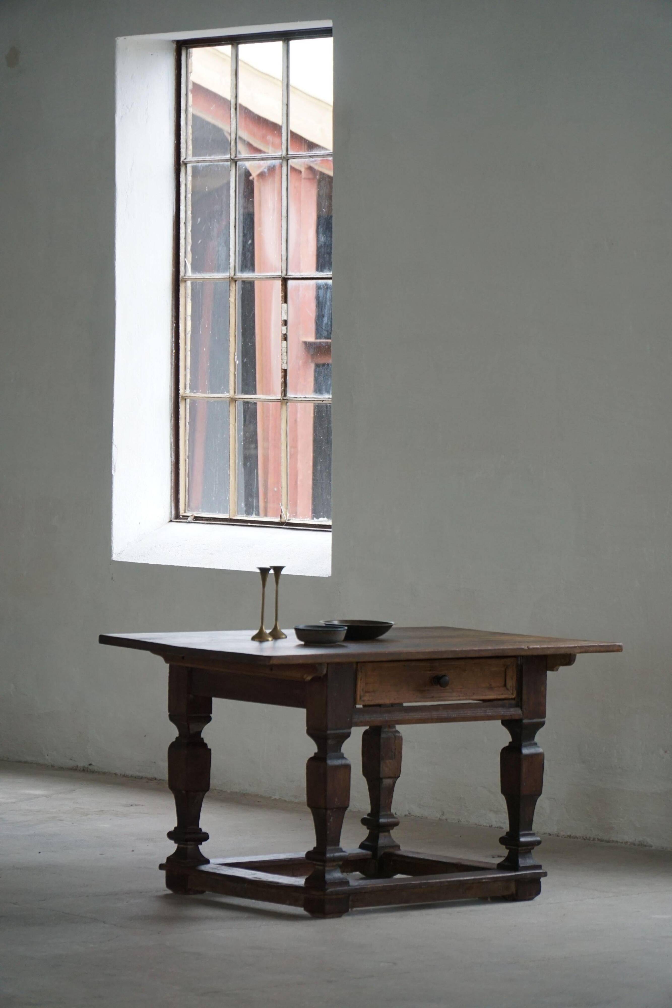 19th-century Baroque side table in oak, Danish cabinetmaker, 1800s