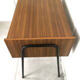 Vintage office teak décor and black steel base