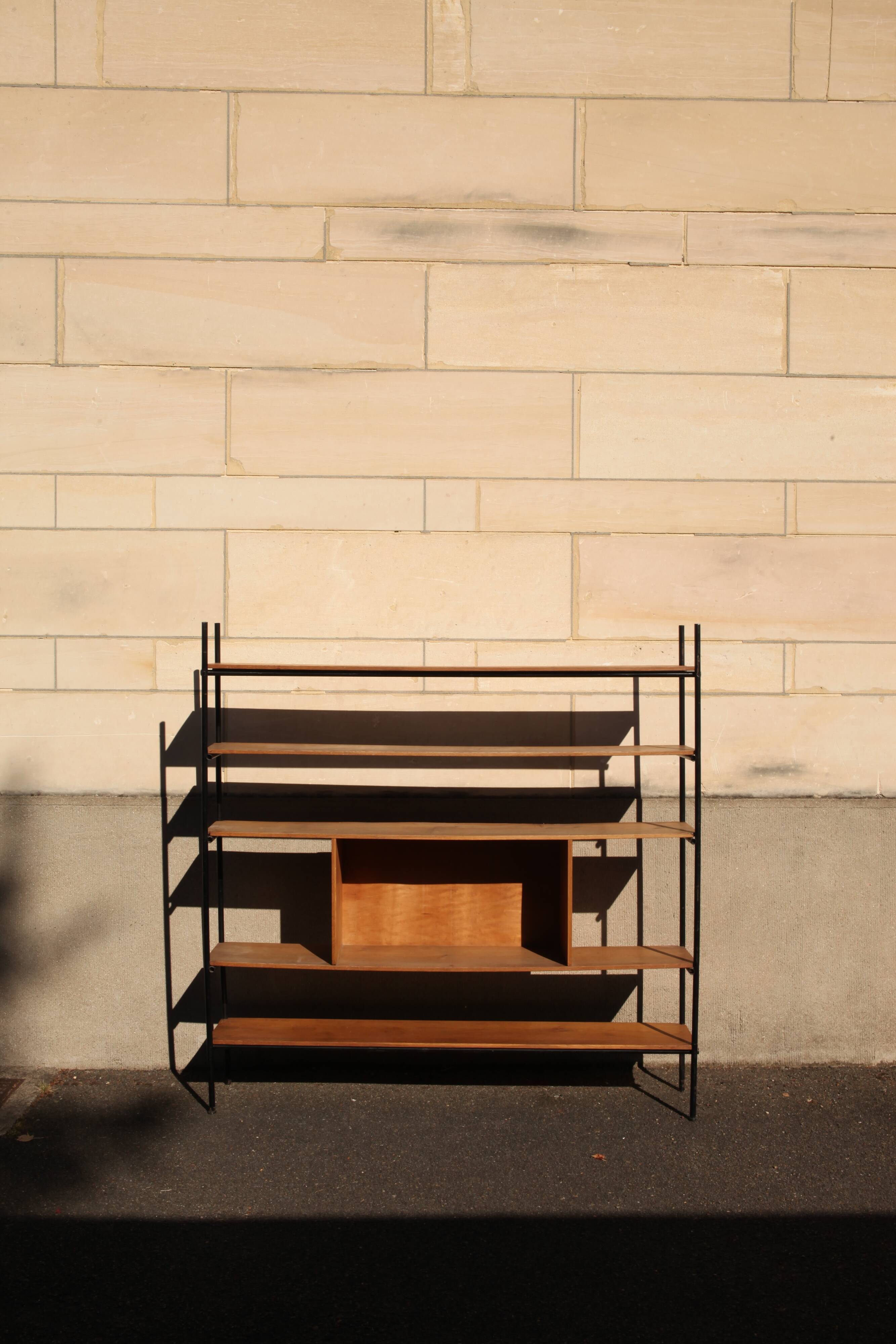 Industrial metal and wood library