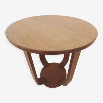 Art deco wooden pedestal table with round top from the 1930s