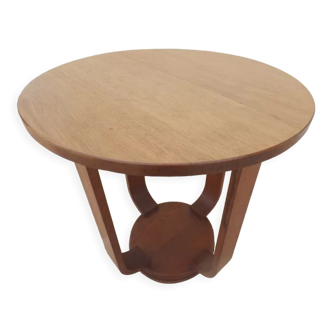 1930s Art Deco wooden pedestal table with round top