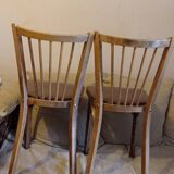 Pair of Baumann bistro chairs with sky brown seat