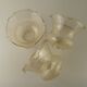 Set of 3 Vintage Glass Bell Shades in Smoked Amber Glass with Scroll Motif 5596