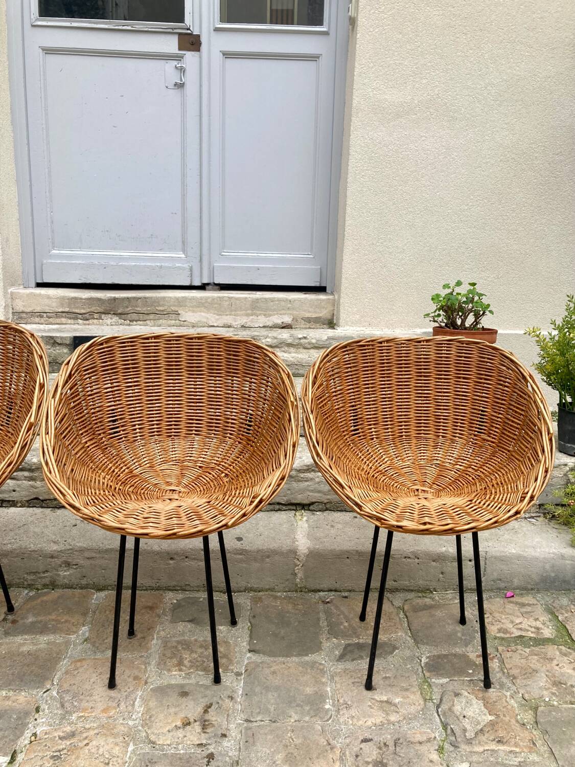 4 rattan chairs from 1950