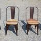 Set of 4 metal chairs with teak seat
