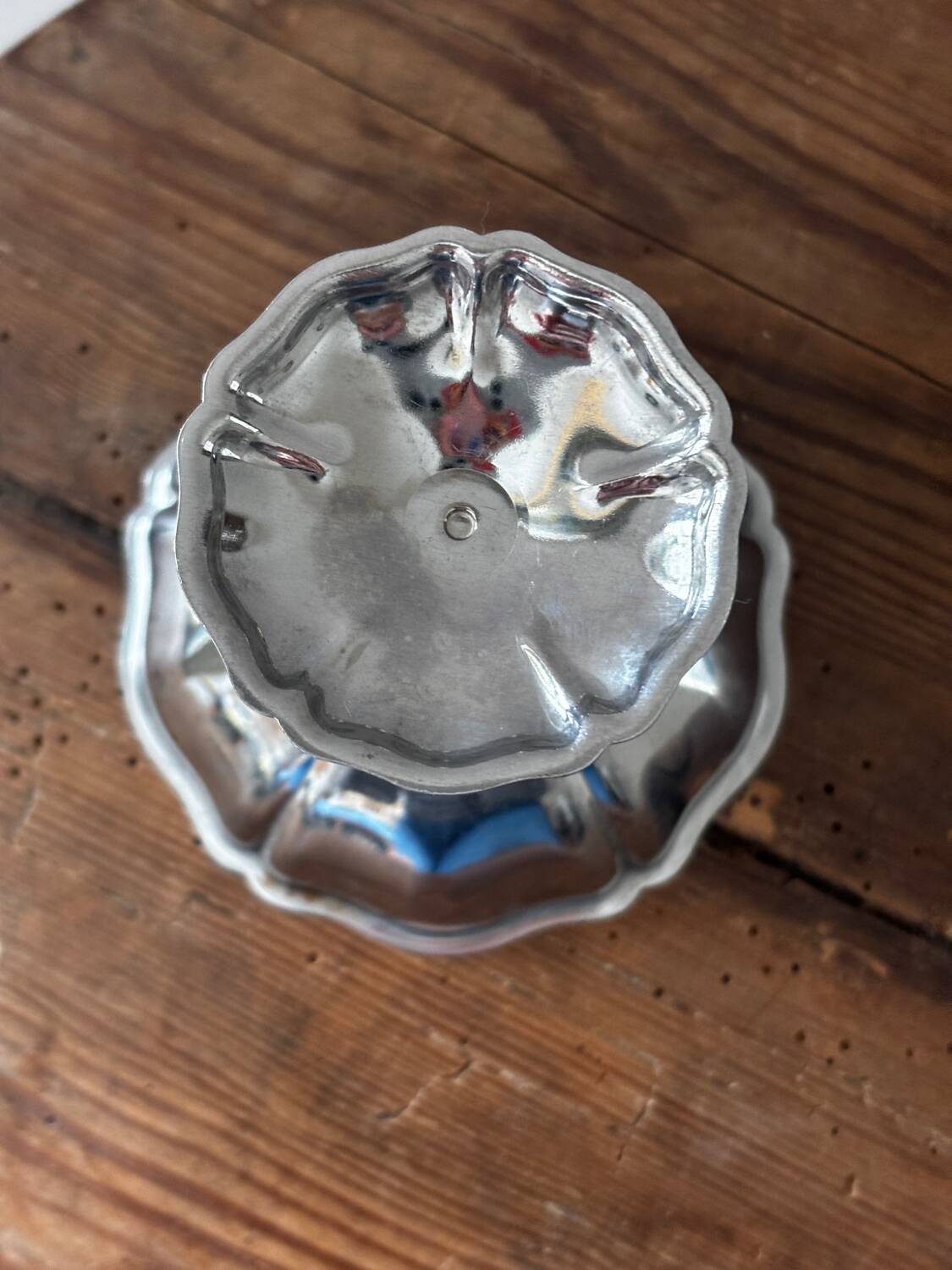 Vintage set of 6 finely engraved stainless steel bowls.