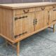 Console table in rattan and bamboo, (Attributed to Audoux-Minet)