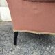 Antique crapaud chair in brown velvet – turned legs and brass rings.