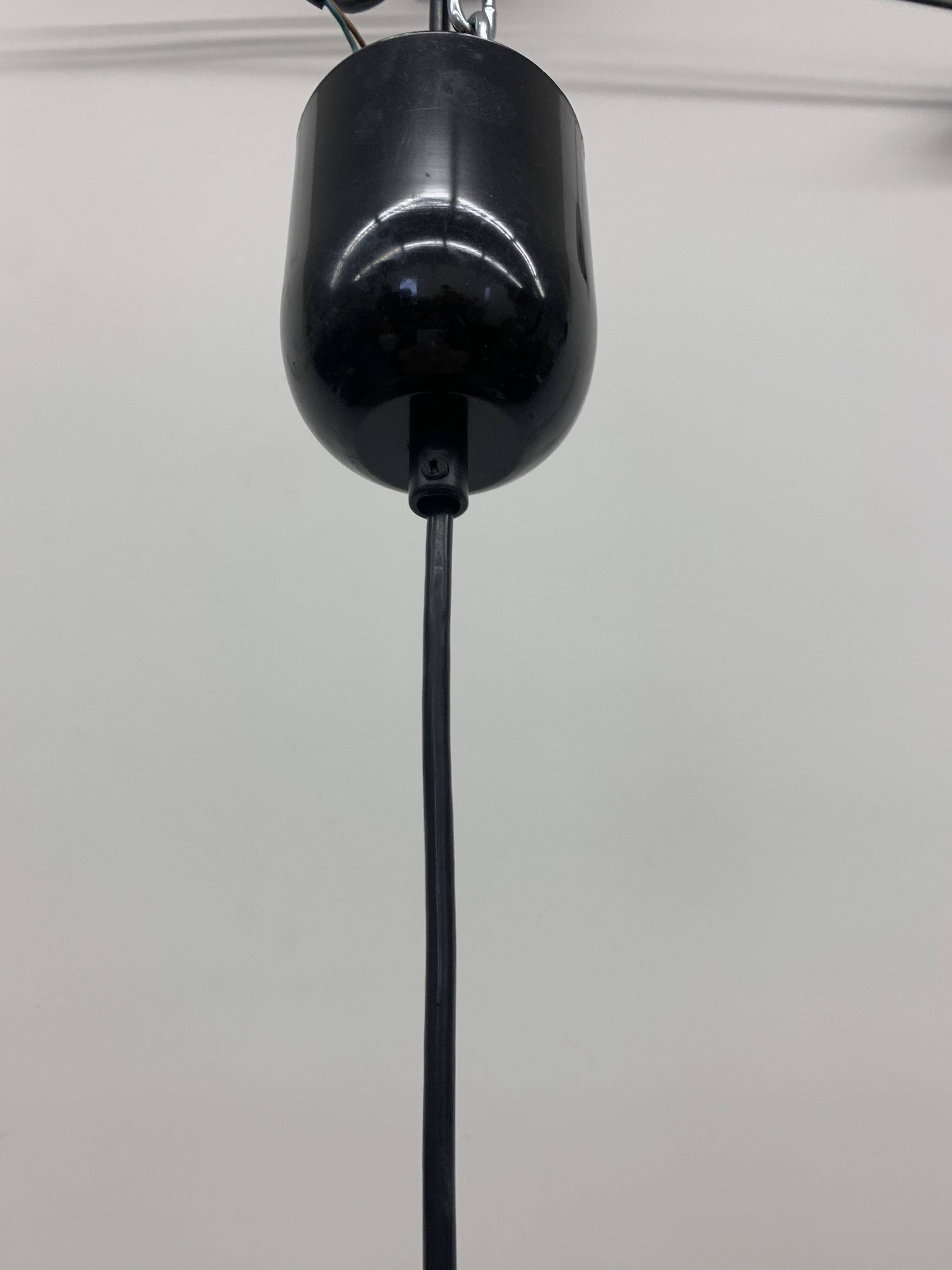 Vintage plastic meblo guzzini black trumpet hanging lamp , 1980’s