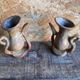 Pair of Beige Ceramic Soliflore Vases Vintage France #D889