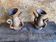 Pair of Beige Ceramic Soliflore Vases Vintage France #D889