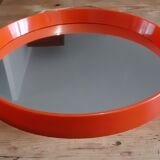 Vintage mirror round plastic orange