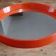 Vintage mirror round plastic orange