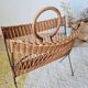 Vintage wicker and metal magazine rack