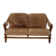 1970s Brutalist Dutch Oak and Leather 2 Seater Sofa