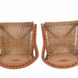 Pair of rattan armchairs year 50/60