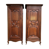 Pair of Louis XV style bonnetière in solid oak 19th century