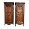 Pair of Louis XV style bonnetière in solid oak 19th century