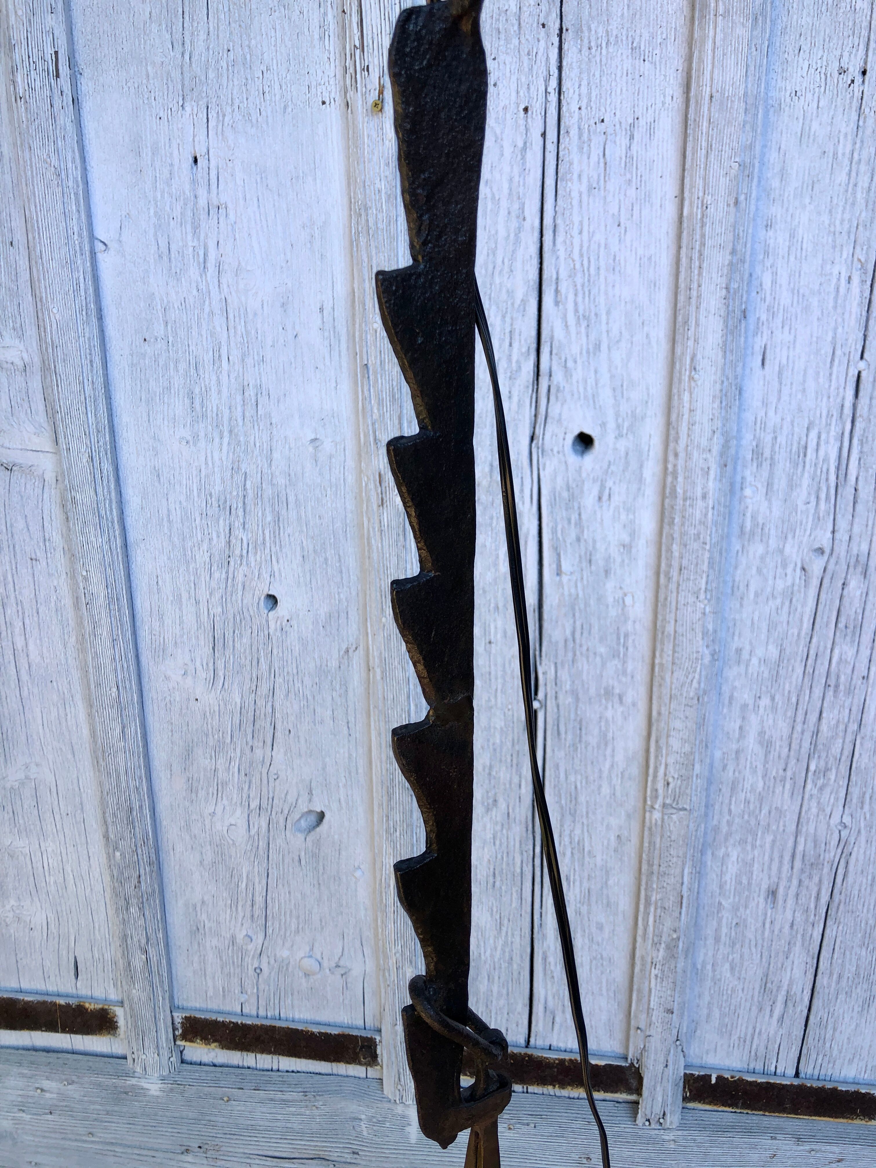 Brutalist wrought iron floor lamp 1970