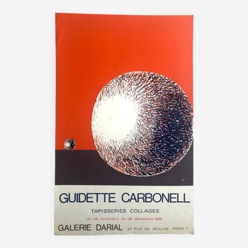 Original lithograph poster by guidette carbonell, galerie darial, 1974