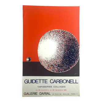 Affiche originale en lithographie de guidette carbonell, galerie darial, 1974