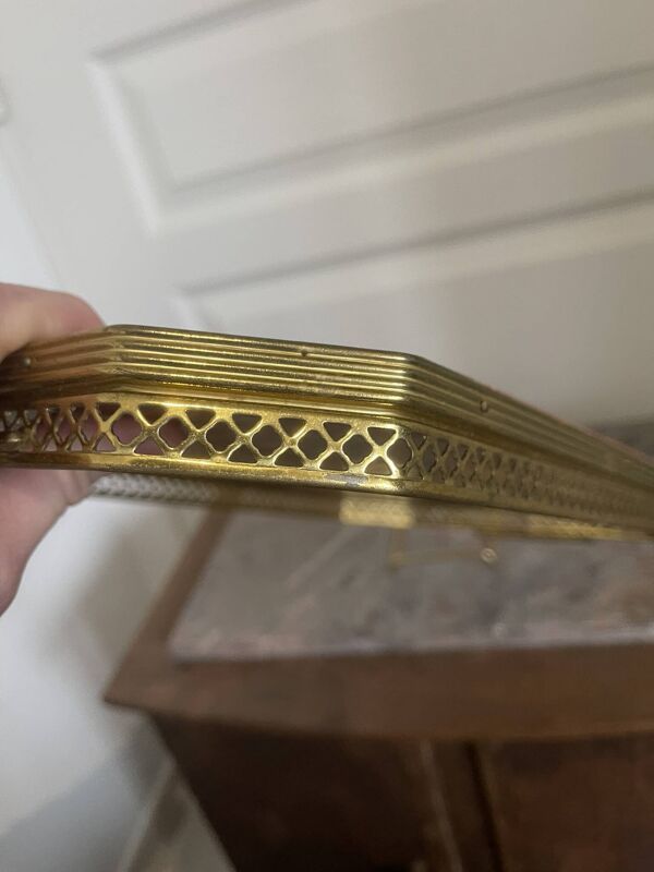 Ancien Plateau Service Bois Marqueterie Laiton Italien SORRENTO Vintage 36