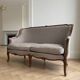 Classic living room set: 2/3-seater sofa in dark wood fabric.