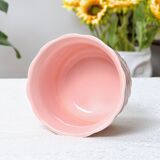 Large vintage pot holder in pink ceramic relief rope