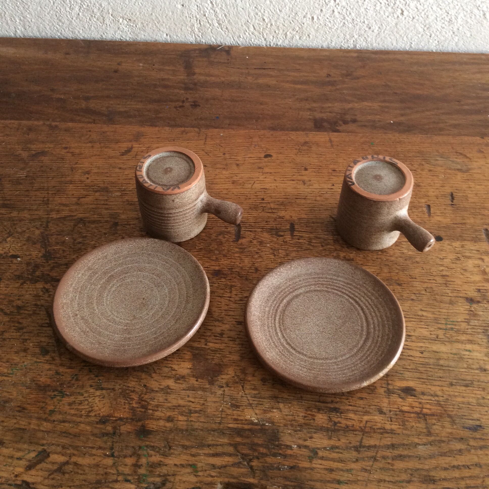 Duo of cups and saucers Vallauris, vintage