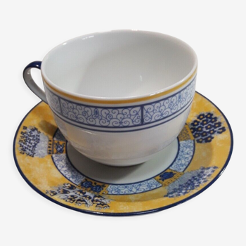 Tasse sous tasse, petit déjeuner Limoges porcelaine de Sologne thé