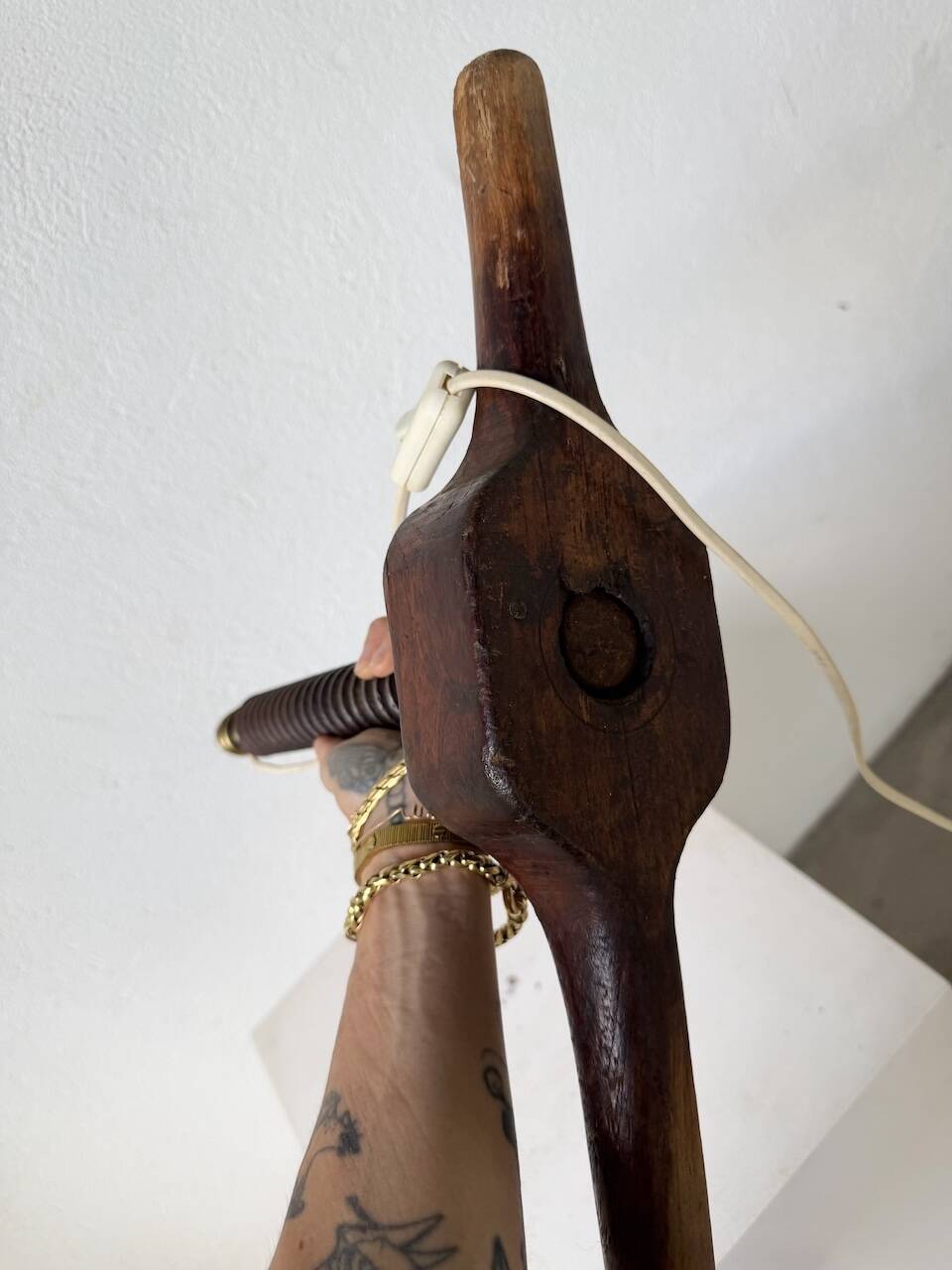 Lampe de table brutaliste artisanale 1950