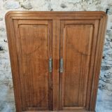 French Art Deco Wardrobe – 1930s – Solid Beech Storage
