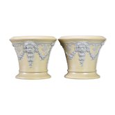 Pair of Cache Pot in Sarreguemines Sandstone
