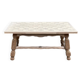 Art Deco extendable monastery table renovated in raw oak 265cm
