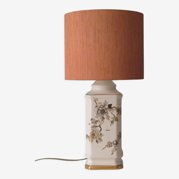 Vintage Louis Drimmer cream-colored enamelled ceramic table lamp with new lampshade.