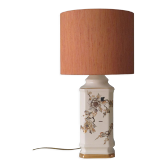 Lampe à poser en céramique émaillée couleur crème Louis Drimmer  avec nouvel abat-jour.