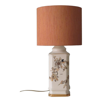 Vintage Louis Drimmer cream-colored enamelled ceramic table lamp with new lampshade.